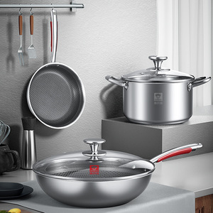 Bach <b>Cookware</b> <b>Set</b> 304 Stainless Steel Non Stick Frying Pan Saucepan Soup Pot For Home <b>Induction</b> Use - Product Image 1