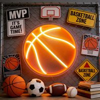 Enseigne néon de basket-ball imprimée UV, lumière LED à intensité variable. Idéal pour la décoration de la chambre à coucher, de la salle de jeux et de la salle de réunion des hommes.