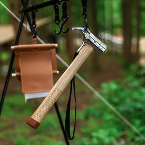 Marteau en acier d'extérieur avec manche en bois, extracteur de piquets de tente, outil de survie pour le camping et les travaux de bricolage - Product Image 3