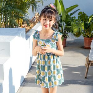 Traje de baño Baiya para niñas de 4 a 6 años con estampado de margaritas, traje de baño de una pieza de alta elasticidad y secado rápido para piscina y aguas termales - Product Image 3