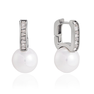 Boucles d'oreilles créoles J&D Jewelry en résine et perles, avec strass étincelants et pendentifs en acier inoxydable pour femme - Product Image 1