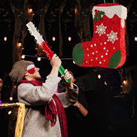 Chaussettes de Noël Pinata Fournitures Mini Pinata avec Bandeau et Confettis Chauve-Souris Xmas Mini Bas Rouge Pinata
