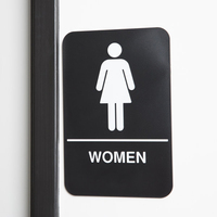 Panneau mural auto-adhésif en acrylique imprimé noir et blanc pour toilettes homme/femme