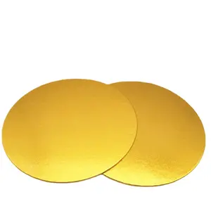 من المصنع مباشرة لون ذهبي من الورق المقوى MDF لوح كيك دائري أسطوانة لتزيين الكيك