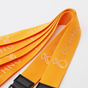 Custom Logo Heavy Duty Nylon Jacquard Lanyards Event Staff Woven Strap Leather Head Corporate Gift Keychain Lanyard - Product Image 4