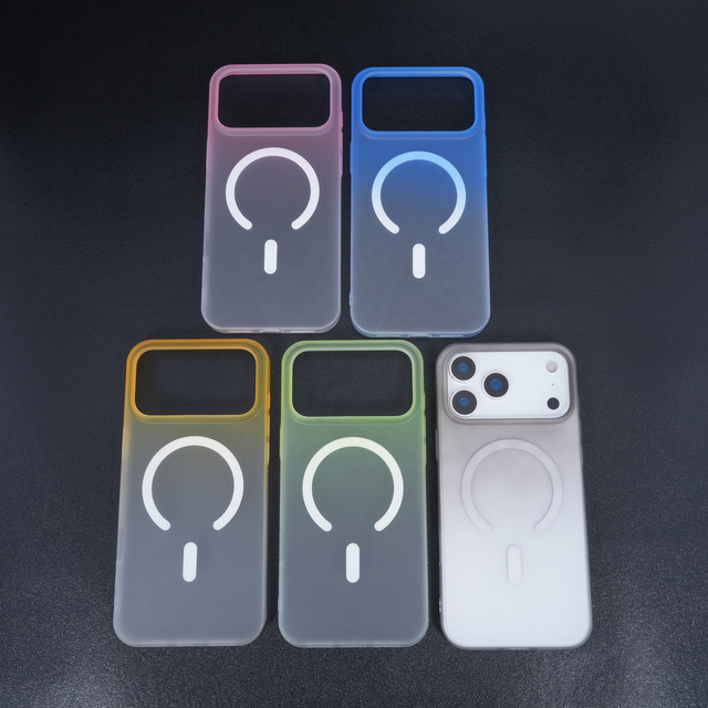 For 17 16 15 14 13 12 11 Plus Pro Max Phone Case Cover Gradient Frosted PC Magnetic Color Nonslip Fashion