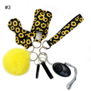 Multi Color 8pcs Set Pom Pom Sound Alarm Neoprene Sanitizer Chapstick Holder Self Defence Keychain Set pour femme et enfants - Product Image 5