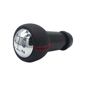 Pommeau de levier de vitesse en cuir noir avec surpiqûres bleues pour Peugeot 307 206 308, design ergonomique - Product Image 4