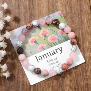 Nouveau Design Femmes Bracelet D'amitié 8mm Perles <span class=keywords><strong>De</strong></span> Cristal 12 Mois <span class=keywords><strong>Naissance</strong></span> Fleur Pierre <span class=keywords><strong>De</strong></span> <span class=keywords><strong>Naissance</strong></span> Bracelet Cadeau - Product Image 5