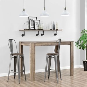 Taburete de Bar Metálico Económico para Muebles Comerciales, <span class=keywords><strong>con</strong></span> <span class=keywords><strong>Respaldo</strong></span> y Asiento de Madera Sólida para Cocina o Bar - Product Image 4