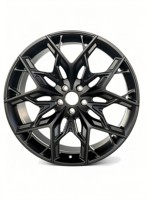 Rines de Aleación Forjada Monobloque T61, 1 Pieza, Color Negro Brillante, Diseño Angular de Radios Divididos, para Autos de Alto Rendimiento y Vehículos de Lujo
