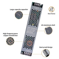 Alimentation électrique à découpage pour bande lumineuse, 200 W, ultra-mince et compacte, prise en charge OEM, 12 V/24 V, 24 W-400 W, LED, efficacité énergétique, boîte en étain