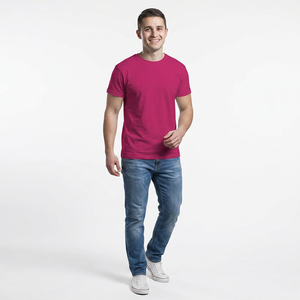 T-shirts décontractés d'été pour hommes, col rond, manches courtes, coupe classique, en tissu non tissé respirant et solide - Product Image 1