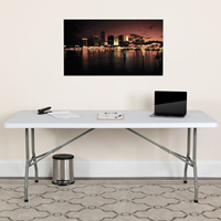 Table Pliante Rectangulaire Blanche 6 Pieds, Plastique, Haute Qualité, Moderne, pour Réunion, Pliable, Extérieure, Vente Chaude, Vente en Gros