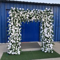 Latar Belakang Pernikahan Simulasi Kain Sutra Mori Square Arch Rose Arch, Latar Belakang Kartu Net Red