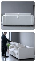 Canapé-lit convertible en tissu de design européen avec cadre métallique pliable pour appartements et salons - Meuble moderne compact pour la maison