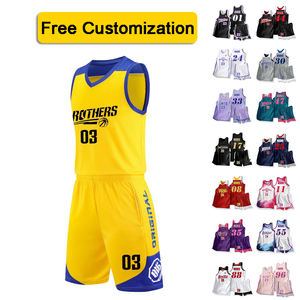 カスタムロゴパターン & 数字チーム競技バスケットボールユニフォームセット通気性高弾性バスケットボールジャージー - Product Image 1
