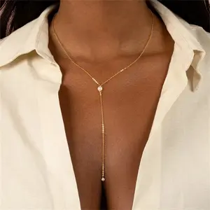 Good Quality Wholesale Gold Plated Necklace Choker Pearl Charm Stainless Steel Necklace For Women