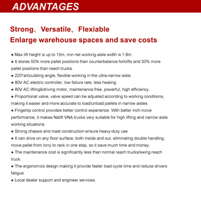 Chariots élévateurs articulés électriques de 1.5 tonnes Conteneur autopropulsé 4300-8050mm 1500kg soulevant NA15 - Product Image 5