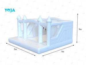 Château gonflable de luxe blanc pour enfants, aire de jeux intérieure commerciale, salle de jeux à thème pour anniversaires, avec toboggan - Product Image 6