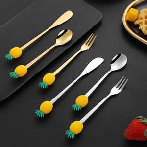 HPC0101 Fabricación experta de acero inoxidable, cuchara y tenedor creativos y bonitos para café/té/postres, cuchara y tenedor de dibujos animados, tenedor para frutas - Product Image 2