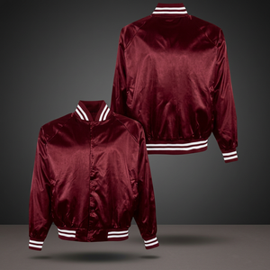 Veste universitaire rouge unisexe, style preppy, fermeture éclair, couleur unie, matière polyester, vêtement d'automne, coupe classique, col rabattu - Product Image 4