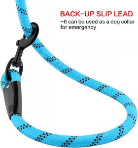 สายจูงสัตว์เลี้ยงแบบมีตะขอเกี่ยวสายจูงสุนัขไนลอนแบบถักสีสะท้อนแสงหลากสี - Product Image 6