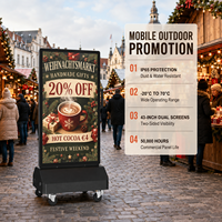 Affichage numérique extérieur double face portable alimenté par batterie 2000 nits, étanche IP65, kiosque publicitaire