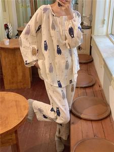 2025 nouveau gros automne <span class=keywords><strong>japonais</strong></span> femmes pyjamas à manches longues pantalons longs pyjama ensemble maison vêtements dessin animé pyjamas - Product Image 5