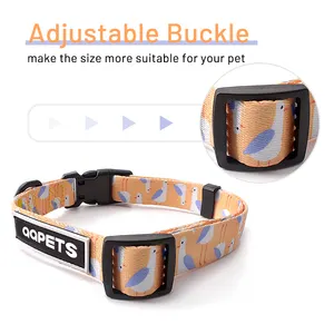 Collar para perro de poliéster suave, personalizado, ecológico, con logotipo impreso, sublimación, venta al por mayor, muestra gratis