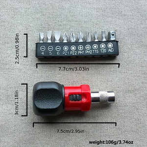 Mini kit d'outils à main multifonctionnel : grattoir et tournevis réversibles en acier, action rapide et variété de broches, durable - Product Image 4