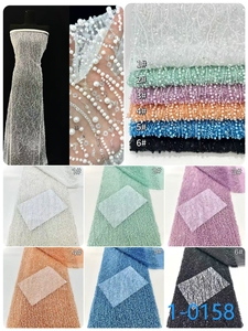 Cao Thời Trang Pháp <span class=keywords><strong>Net</strong></span> Ren Sequins Ren Vải Sang Trọng Đính Cườm Bridal Vải Hạt Ren Vải Cho Đám Cưới Mới Nhất Thiết Kế - Product Image 6