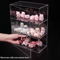 Vitrine d'exposition portable en acrylique écologique avec serrure et étagères, meuble de rangement transparent pour la maison et le bureau