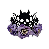 Mahkota Bunga Mawar Gothic Ramah Lingkungan untuk Halloween, Hiasan Kepala Penyihir, Cosplay Lolita, Bando Pengantin Unisex