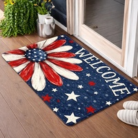 Tapis de bienvenue Kongyu Home Textiles 4 juillet, motif drapeau tournesol, tapis d'entrée rouge, blanc, bleu, étoiles, décoration vintage pour la maison, tapis de sol