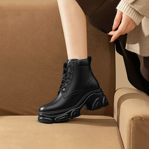 Toptan High-End teknoloji imalat nefes Modern moda deri çizmeler kadınlar için yüksekliği artan ayakkabı 9cm - Product Image 3