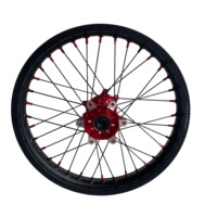 Kit de roues pour moto électrique Surron Ultra Bee tout-terrain, jante noire 21 pouces à l'avant, 18 pouces à l'arrière, capuchons de rayons rouges, moyeu rouge, sans pneu