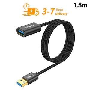 สายชาร์จ USB ยาว 1.5 เมตร SUNGUY ได้รับการรับรองมาตรฐาน CE สำหรับโรงงาน ผลิตจำนวนน้อยได้ สายชาร์จเร็ว ทนทาน รองรับการถ่ายโอนข้อมูลความเร็วสูง - Product Image 1