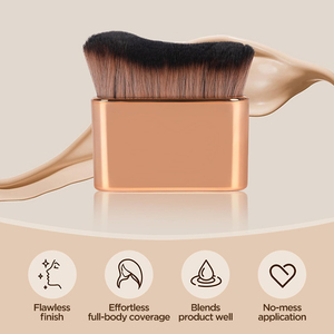 Pinceaux <span class=keywords><strong>de</strong></span> maquillage modernes personnalisés avec logo pour <span class=keywords><strong>fond</strong></span> <span class=keywords><strong>de</strong></span> <span class=keywords><strong>teint</strong></span>, pinceaux plats grands végétaliens pour le corps, pinceaux à <span class=keywords><strong>poudre</strong></span> scintillante et autobronzante – Vente en gros - Product Image 2