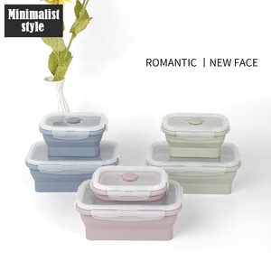 Bộ Hộp Cơm Trưa Gấp Được Nhiều Kiểu Dáng Và Kích Cỡ Bằng Silicon Hộp Đựng Thực Phẩm Gấp Gọn Có Nắp Hộp Cơm Trưa Di Động - Product Image 3