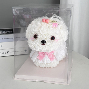 Chiot maltais saint valentin cadeau fait à la main poupée savon fleur plastique PE Rose ours ornement éternel fleur chien - Product Image 5