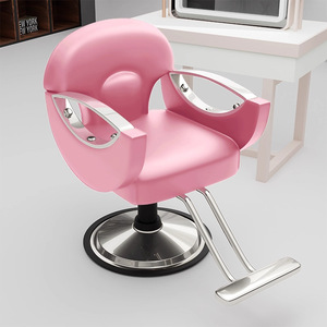 Chaise de salon de coiffure rose de luxe, 360 °   Chaise hydraulique pivotante avec accoudoirs dorés pour spa, coiffure et studio à domicile - Product Image 4