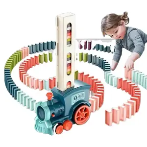 Kids Toys Domino Toys Battery Operated Light And Music Plastic Domino Toy Train