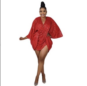 2025 <span class=keywords><strong>primavera</strong></span> nuevo vestido de moda para mujer <span class=keywords><strong>con</strong></span> lentejuelas fruncidas y moda Sexy - Product Image 4