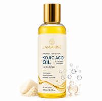 Huile d'acide kojique biologique à étiquette privée, huile de massage corporel éclaircissante, élimine les taches brunes et hydrate le visage, soin de la peau OEM 200 ml