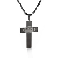 Collier Croix Sportive en Acier Inoxydable Noir Laser Haut de Gamme pour Pâques