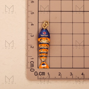 YFH002 charm in oro personalizzato in rame serie oceano accessori per creazione di gioielli a coda di pesce a forma di pesce ciondolo per fai da te - Product Image 5