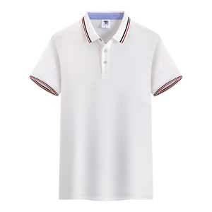 Chemises polo à col rayé bleu, blanc et noir personnalisées, chemise de travail de haute qualité avec logo brodé, taille plus disponible - Product Image 4