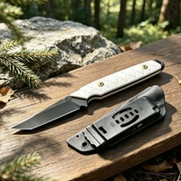 Couteau de poche pliable pour la chasse et le camping en plein air, lame en acier M390, manche antidérapant en G10 avec étui Kydex, utilisation pour la randonnée, la survie et les usages utilitaires