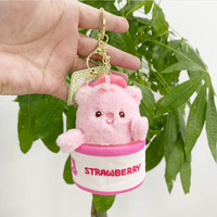 Populaire vente chaude cadeaux personnaliser peluche douce en peluche bouteille ours porte-clés sac à dos pendentif voiture porte-clés pour fille enfants